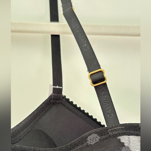 Calvin Klein Woman's Bra 34B Front Closure Push Up Black Lace Polka Dot Lingerie - Picture 4 of 8